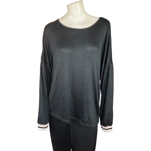 MUK LUKS Butterknit Crew Neck and Jogger Lounge Set Black 1X Comfort Pockets - Picture 6 of 16